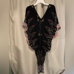 Indah Ikat Fringed Tassel Coverup (NWOT)